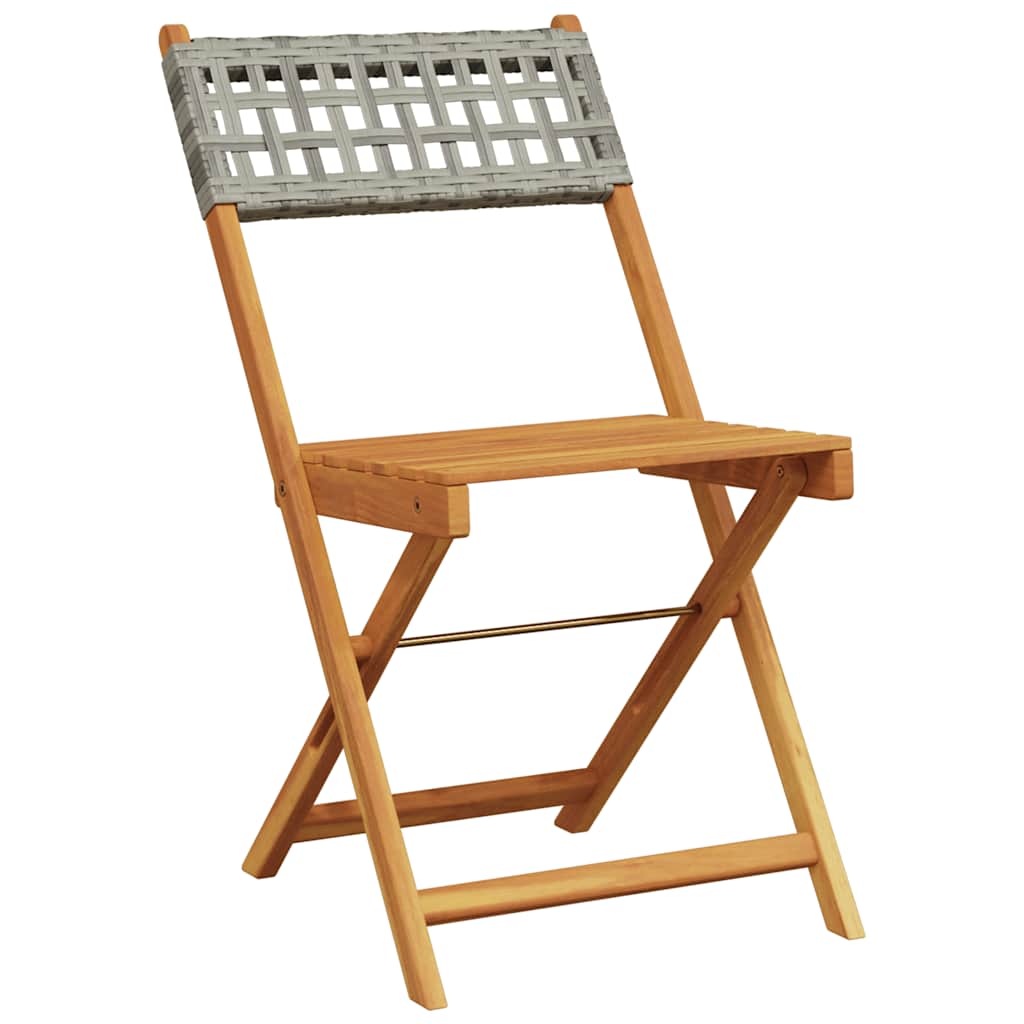 Vidaxl opklapbare stoelen, 4 stuks, grijs, van polyrotan en massief hout.