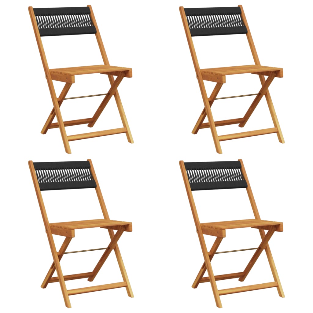 Vidaxl opklapbare stoelen, 4 stuks, zwart, massief acaciahout