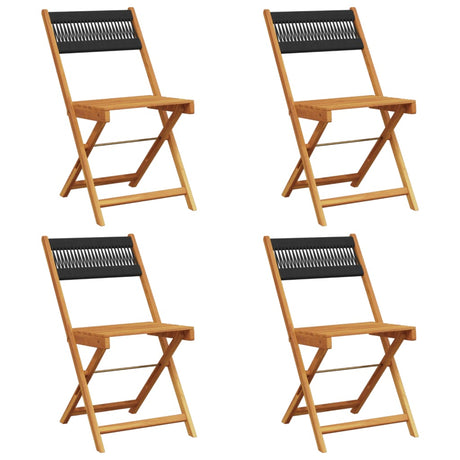 Vidaxl opklapbare stoelen, 4 stuks, zwart, massief acaciahout