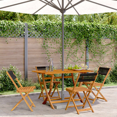 Vidaxl opklapbare stoelen, 4 stuks, zwart, massief acaciahout