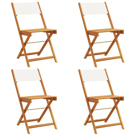 Vidaxl klapstoelen, 4 stuks, crèmekleurige stof en massief hout