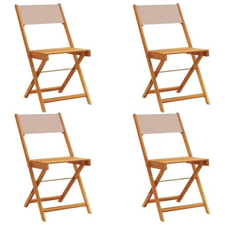 Vidaxl klapstoelen set van 4, taupekleurige stof en massief hout.