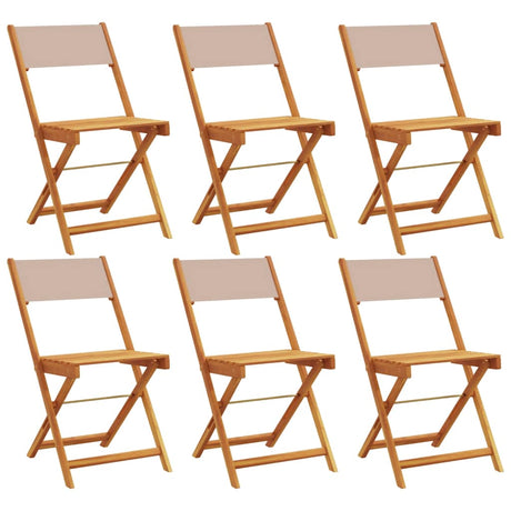 Vidaxl klapstoelen set van 6 stuks, taupekleurige stof en massief hout.