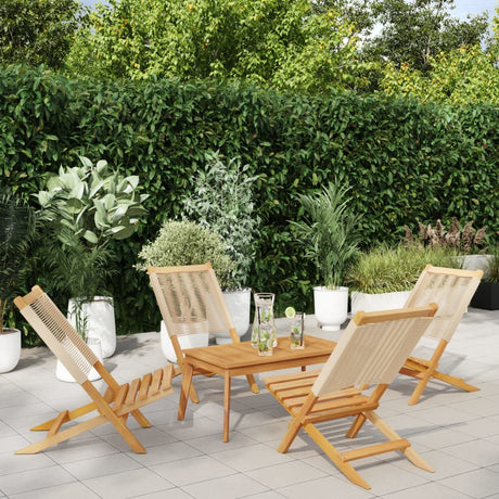 Vidaxl opklapbare stoelen, 4 stuks, beige, massief acaciahout