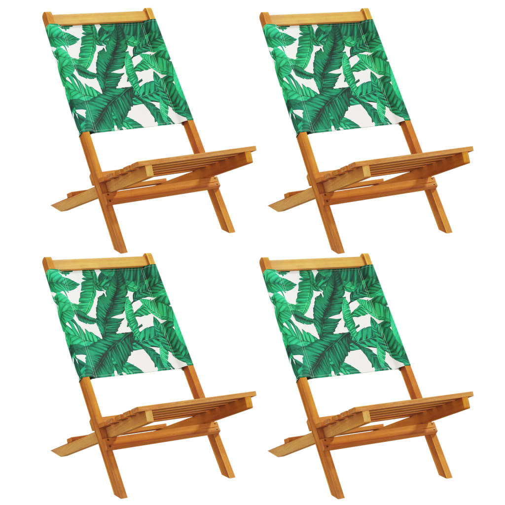 Vidaxl klapstoelen, 4 stuks, groene stof en massief hout