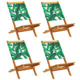 Vidaxl klapstoelen, 4 stuks, groene stof en massief hout