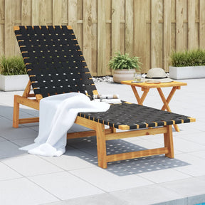 Vidaxl ligbed met tafel massief acaciahout en stof zwart