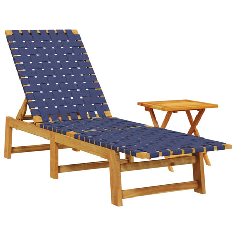Vidaxl ligbed met tafel massief acaciahout en stof donkerblauw
