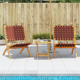 Vidaxl set van 2 klapstoelen met tafel, rood, massief hout