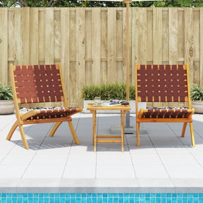 Vidaxl set van 2 klapstoelen met tafel, rood, massief hout