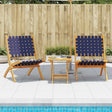 Vidaxl set van 2 klapstoelen met tafel, donkerblauw, massief hout