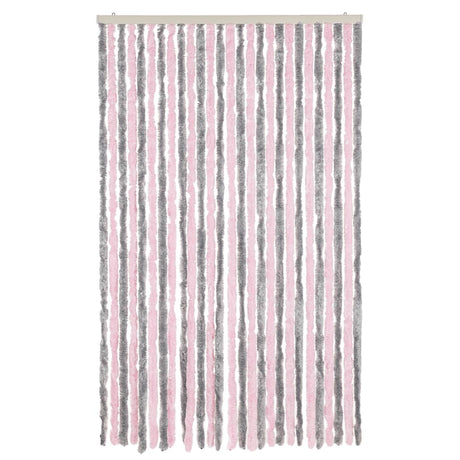 Vidaxl vliegengordijn 118x220 cm chenille zilvergrijs en roze