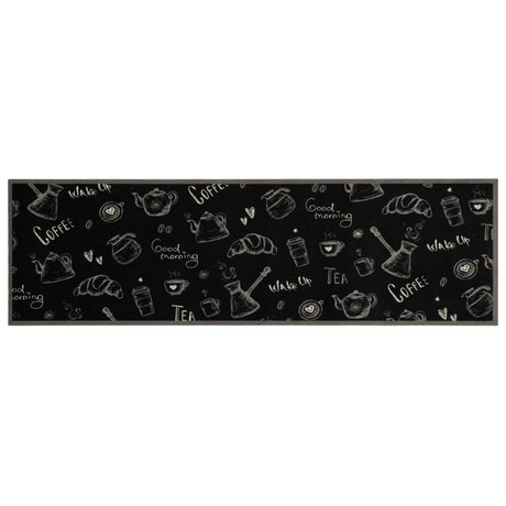 Vidaxl keukenmat wasbaar ochtendprint 45x150 cm fluweel zwart