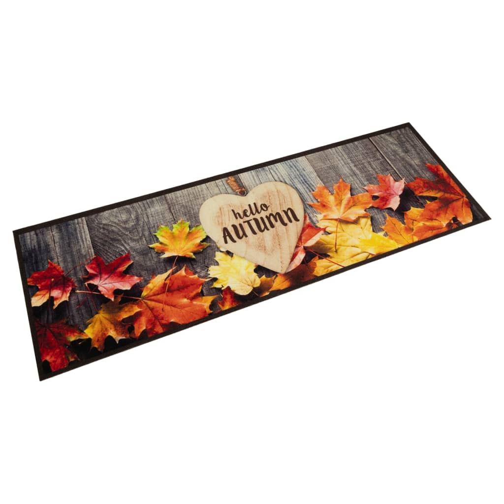 Vidaxl keukenmat wasbaar herfstprint 45x150 cm fluweel