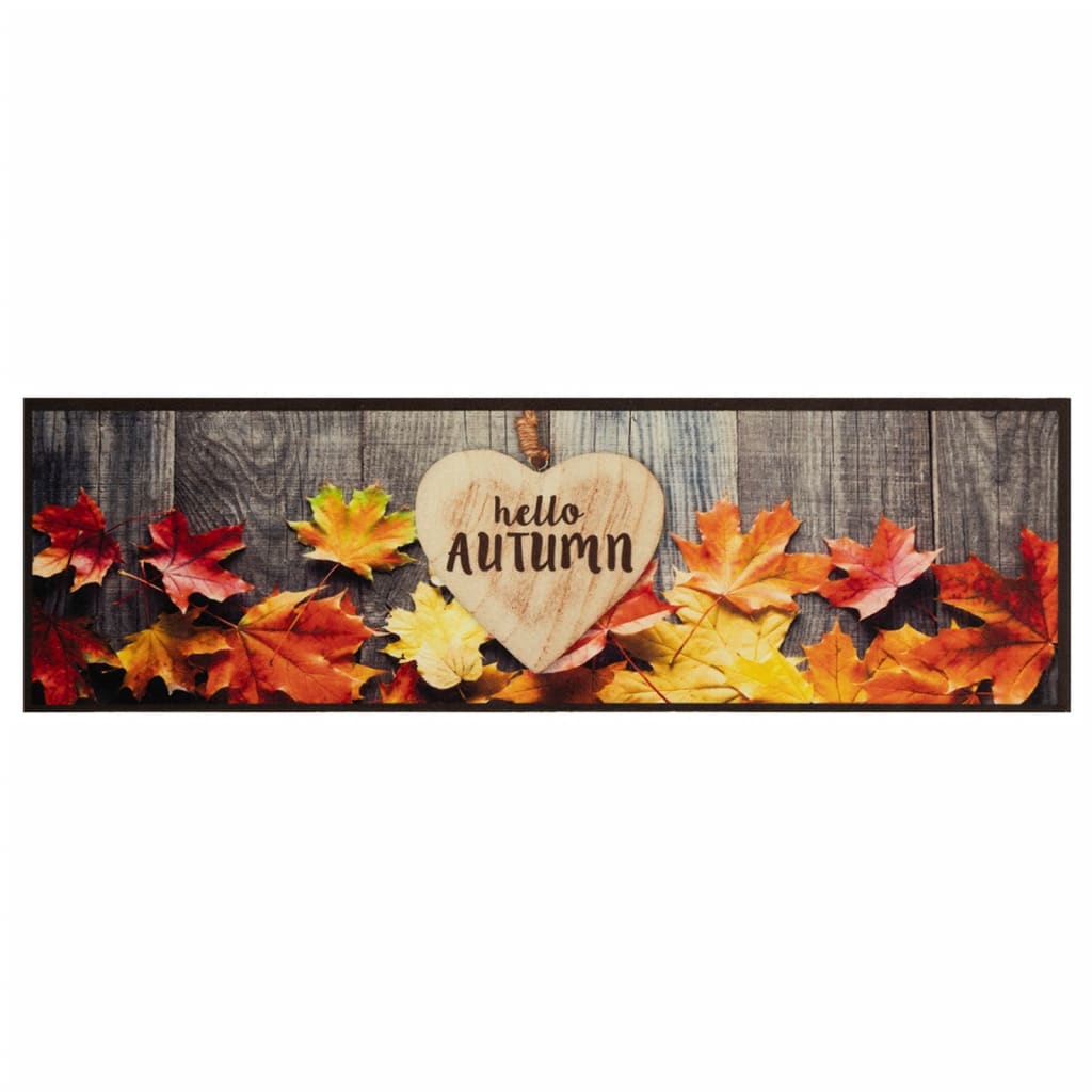 Vidaxl keukenmat wasbaar herfstprint 45x150 cm fluweel