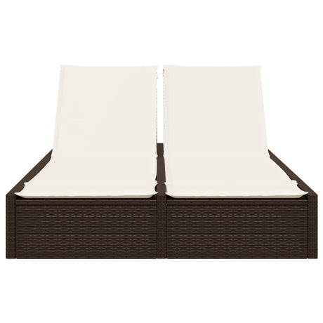 Vidaxl ligbed 2-persoons met kussens poly rattan bruin