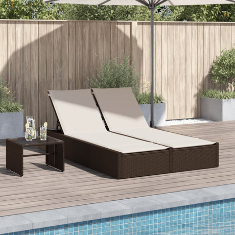 Vidaxl ligbed 2-persoons met kussens poly rattan bruin