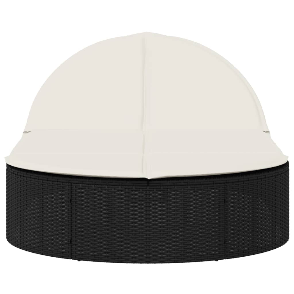 Vidaxl ligbed 2-persoons met kussens poly rattan zwart