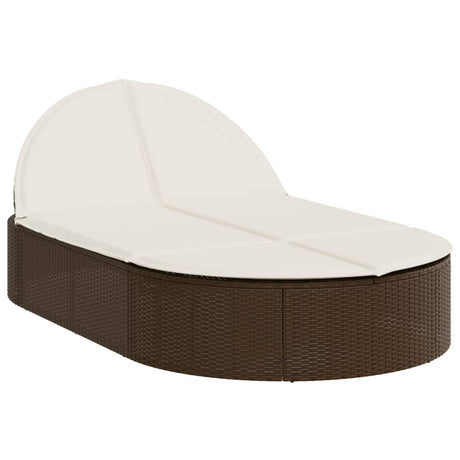 Vidaxl ligbed 2-persoons met kussens poly rattan bruin
