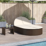 Vidaxl ligbed 2-persoons met kussens poly rattan bruin