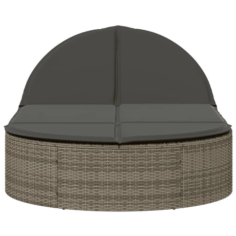 Vidaxl ligbed 2-persoons met kussens poly rattan grijs