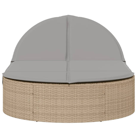 Vidaxl ligbed 2-persoons met kussens poly rattan beige