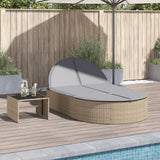 Vidaxl ligbed 2-persoons met kussens poly rattan beige
