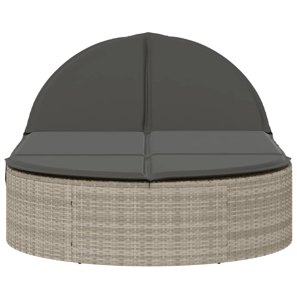 Vidaxl ligbed 2-persoons met kussens poly rattan lichtgrijs