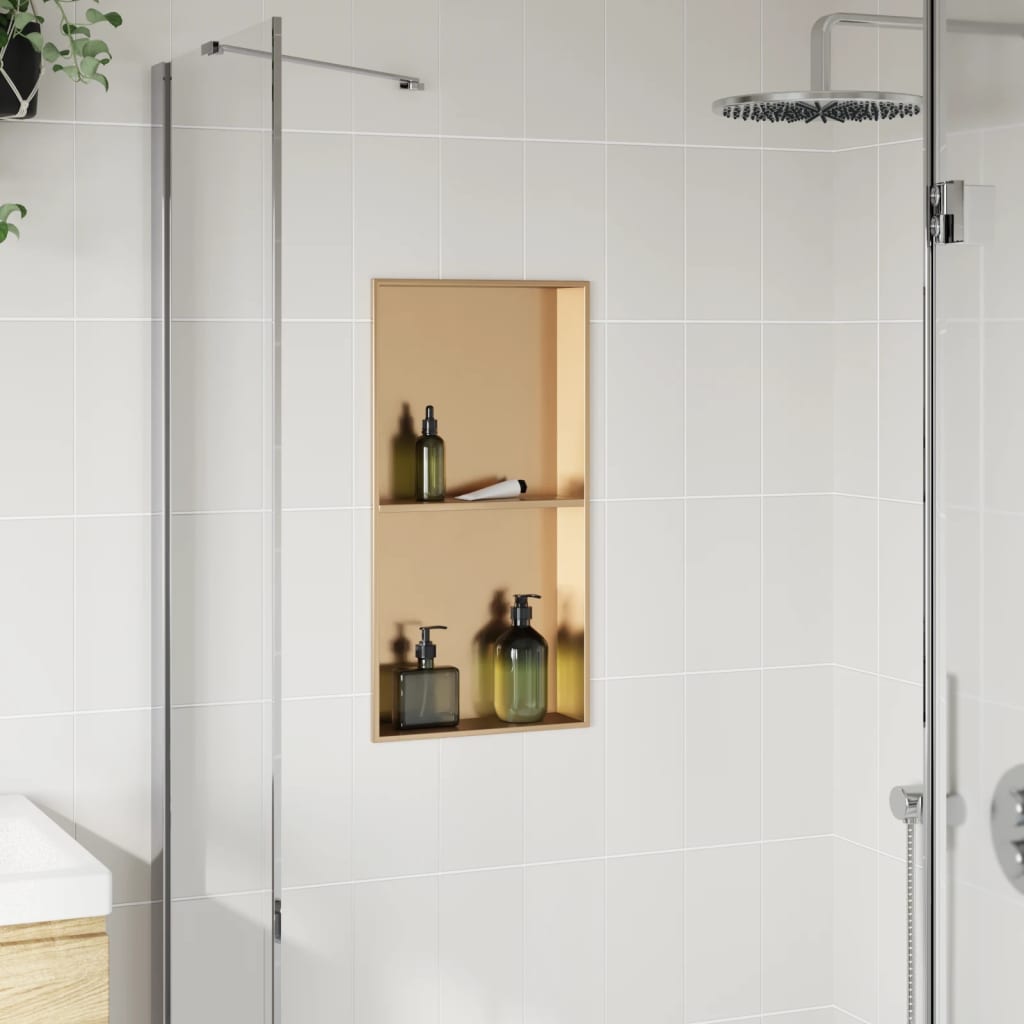 Vidaxl douchenis 32x62x9 cm roestvrijstaal geborsteld goudkleurig