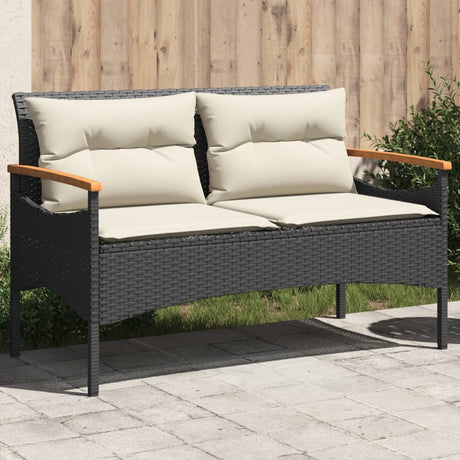 Vidaxl tuinbank met kussens 116x62,5x74 cm poly rattan zwart
