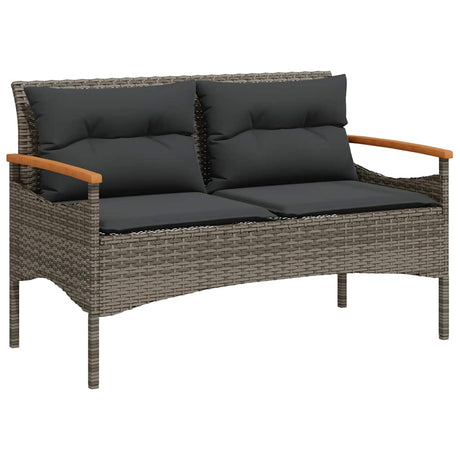 Vidaxl tuinbank met kussens 116x62,5x74 cm poly rattan grijs