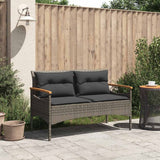 Vidaxl tuinbank met kussens 116x62,5x74 cm poly rattan grijs