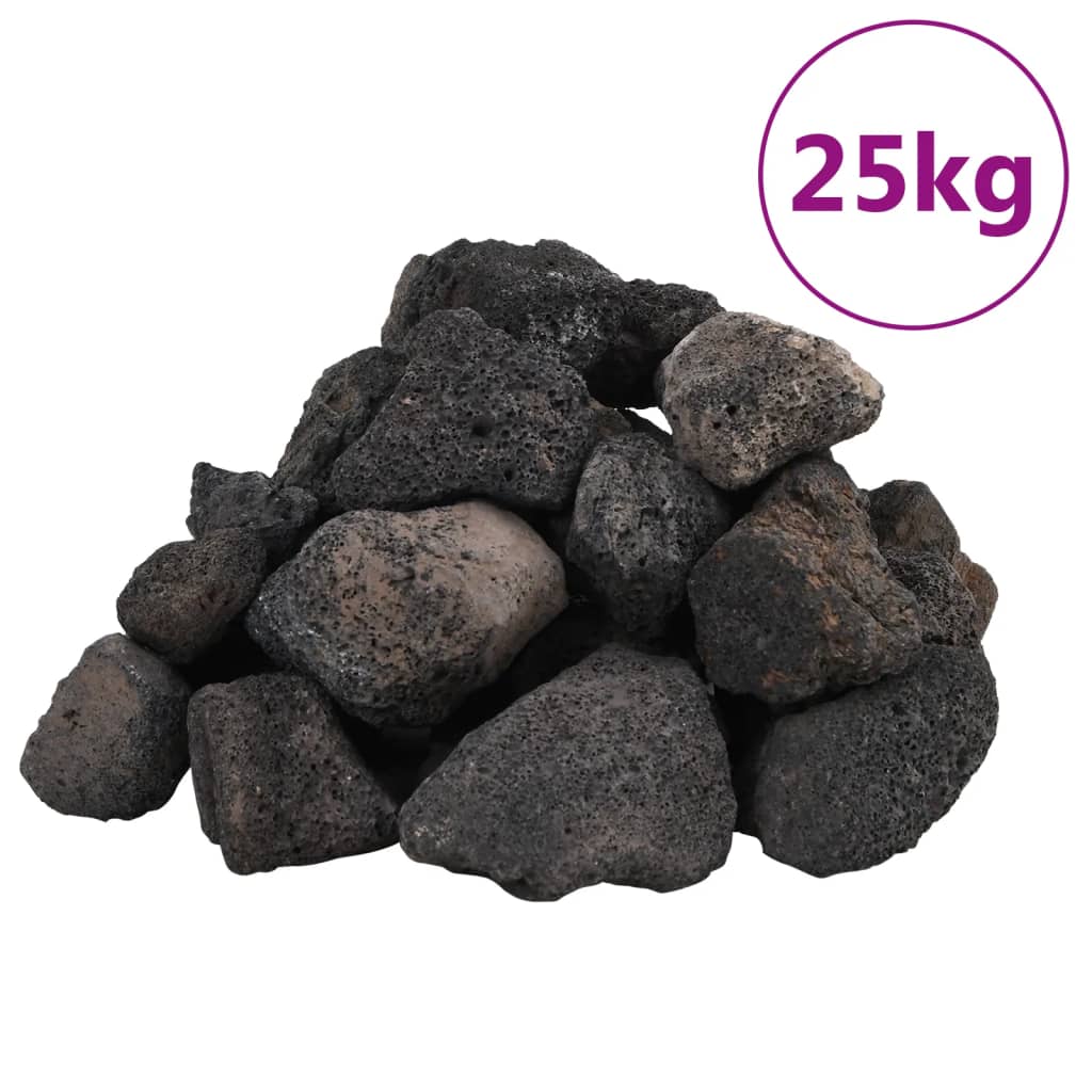 Vidaxl lavastenen 25 kg 5-8 cm zwart