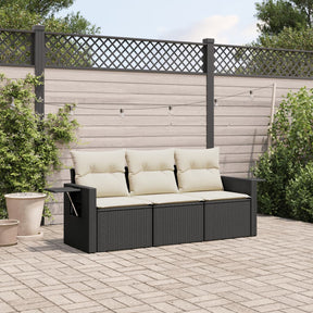Vidaxl 3-delige loungeset met kussens poly rattan zwart