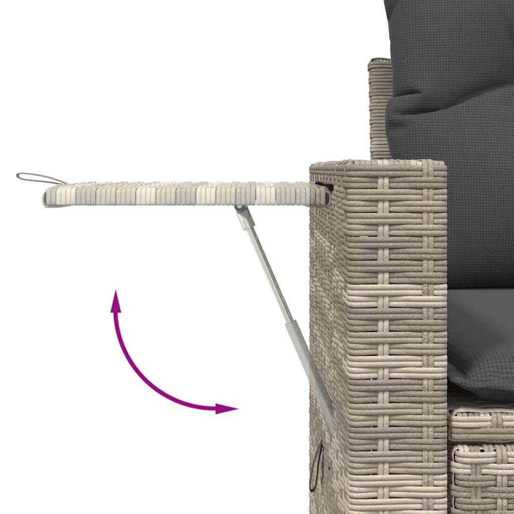 Vidaxl 3-delige loungeset met kussens poly rattan lichtgrijs