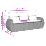 Vidaxl 3-delige loungeset met kussens poly rattan zwart