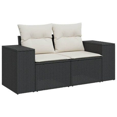 Vidaxl 3-delige loungeset met kussens poly rattan zwart