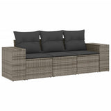 Vidaxl 3-delige loungeset met kussens poly rattan grijs