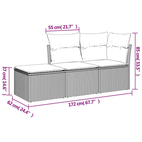 Vidaxl 3-delige loungeset met kussens poly rattan bruin