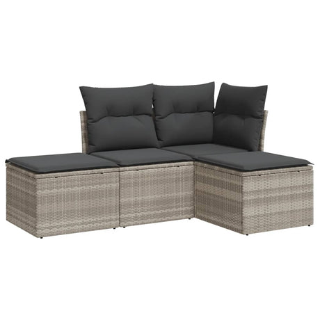 Vidaxl 4-delige loungeset met kussens poly rattan lichtgrijs