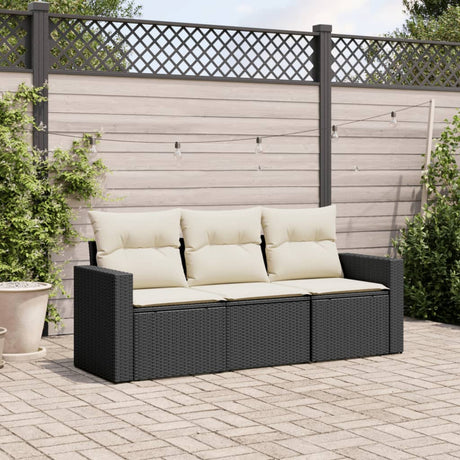 Vidaxl 3-delige loungeset met kussens poly rattan zwart