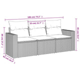 Vidaxl 3-delige loungeset met kussens poly rattan bruin