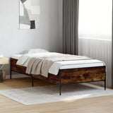 Vidaxl bedframe bewerkt hout en metaal gerookt eikenkleurig 90x200 cm