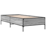 Vidaxl bedframe bewerkt hout en metaal grijs sonoma eiken 90x200 cm