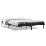 Vidaxl bedframe bewerkt hout metaal zwart 150x200 cm