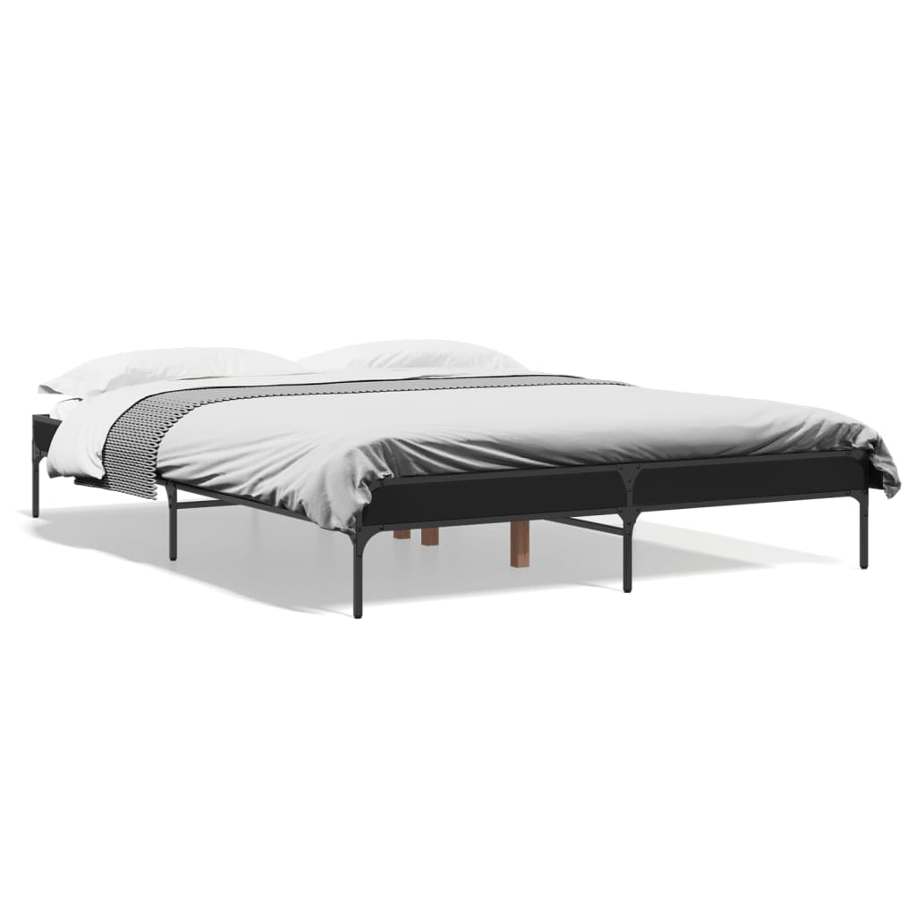 Vidaxl bedframe bewerkt hout metaal zwart 140x200 cm