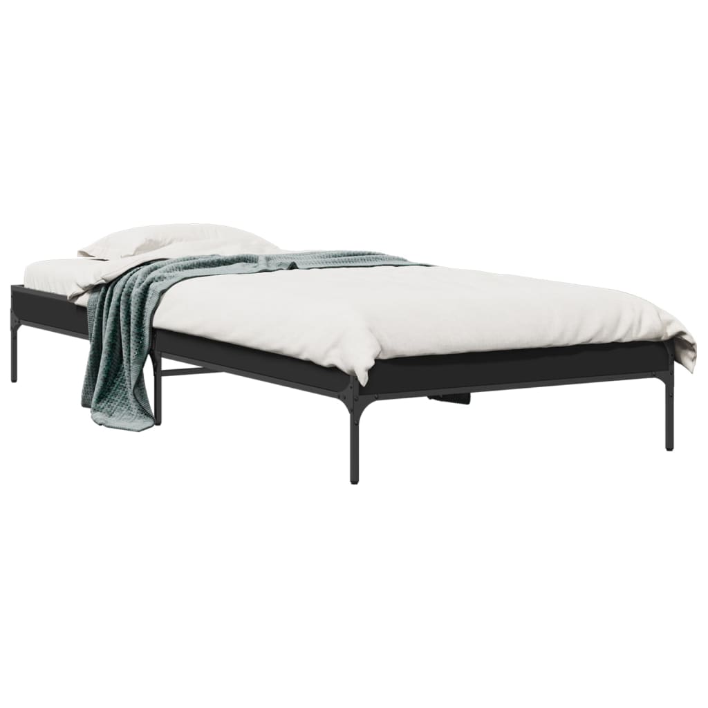 Vidaxl bedframe bewerkt hout en metaal zwart 100x200 cm