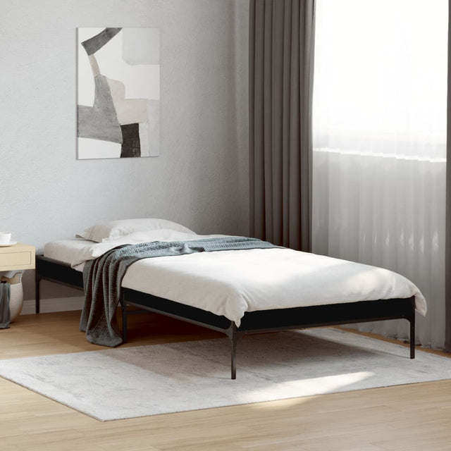 Vidaxl bedframe bewerkt hout en metaal zwart 100x200 cm