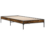 Vidaxl bedframe bewerkt hout en metaal gerookt eikenkleurig 90x200 cm