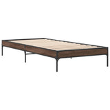 Vidaxl bedframe bewerkt hout en metaal bruin eikenkleurig 90x190 cm